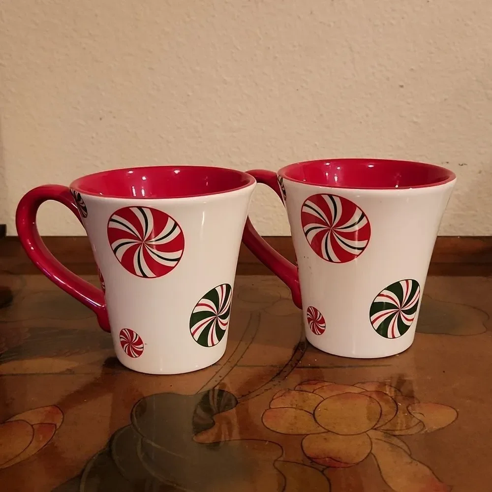 Pier 1 Imports Candy Cane Cup Mug 10oz. Set of 2